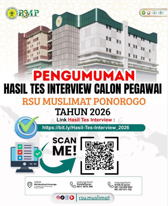PENGUMUMAN TES INTERVIEW PENERIMAAN PEGAWAI RSU MUSLIMAT PONOROGO TAHUN 2026